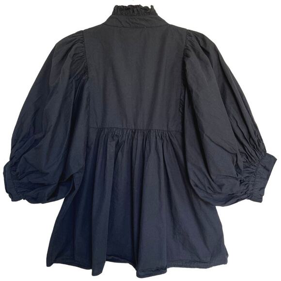 Never A Wallflower Black Poplin High Neck Top NWT - Picture 2 of 5